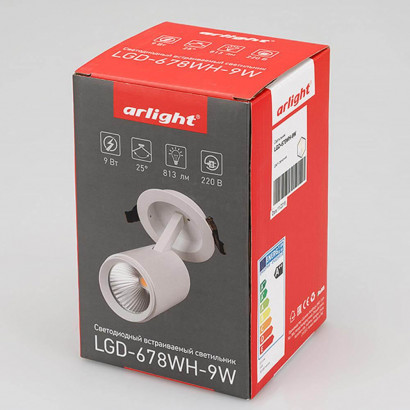 Встраиваемый светодиодный спот Arlight LGD-678WH-9W White 25deg 022243