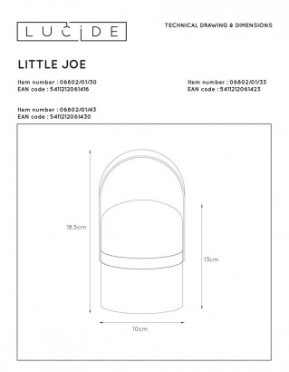 Уличный светодиодный светильник Lucide Little Joe 06802/01/43