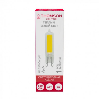 Лампа светодиодная Thomson G9 6W 3000K прозрачная TH-B4238