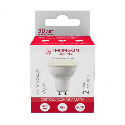 Лампа светодиодная Thomson GU10 4W 3000K полусфера матовая TH-B2103