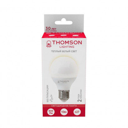 Лампа светодиодная Thomson E27 10W 3000K шар матовая TH-B2041