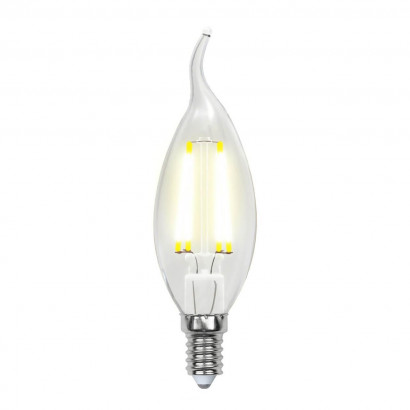 Лампа светодиодная филаментная (UL-00002199) Uniel E14 6W 3000K прозрачная LED-CW35-6W/WW/E14/CL GLA01TR