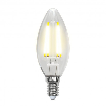 Лампа светодиодная филаментная (UL-00001373) Uniel E14 6W 4000K прозрачная LED-C35-6W/NW/E14/CL PLS02WH