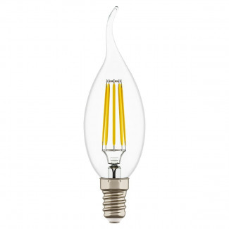 Лампа светодиодная филаментная Lightstar LED Filament Е14 6W 4000K свеча на ветру прозрачная 933604