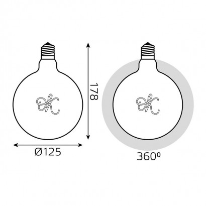 Лампа светодиодная филаментная Gauss E27 2,5W 2000K золотая 176802003